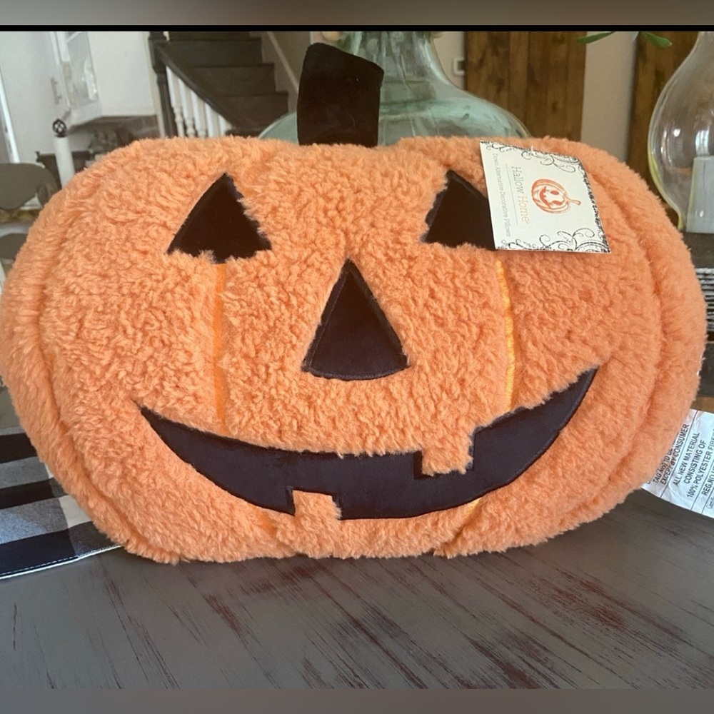 Hallow Home Orange Jack O’Lantern pumpkin Pillow - Brand new plush and so soft!